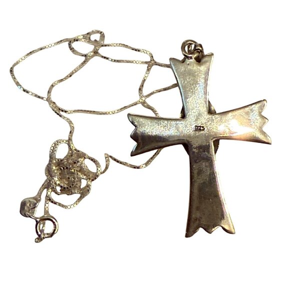 Palomino Turquoise & Sterling Silver Cross Pendant Necklace On 18"  925 Chain - Picture 4 of 5